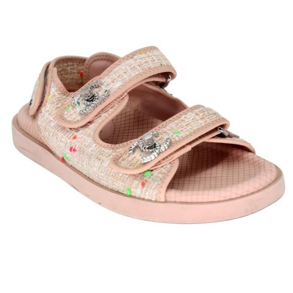 Chanel Cc Dad 35 Tweed Fabric and Leather Sandals CC-S0207P-C002 - Picture 7 of 10